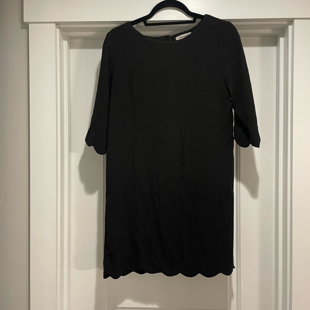 LBD: black, scallop sleeve and scallop, bottom shift dress size medium